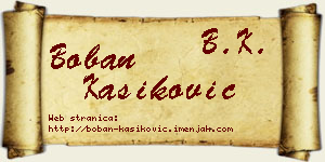 Boban Kašiković vizit kartica